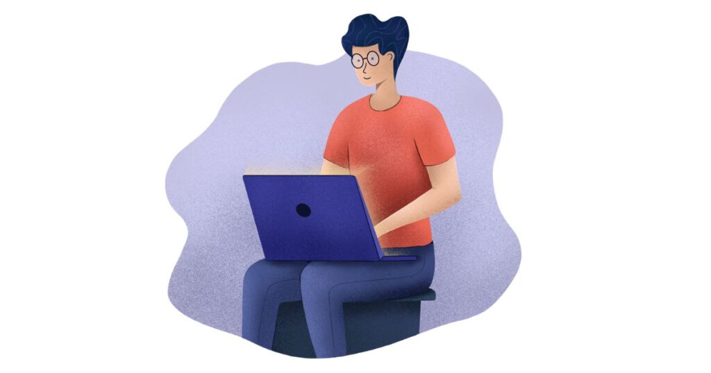 a man working with laptop illustration art